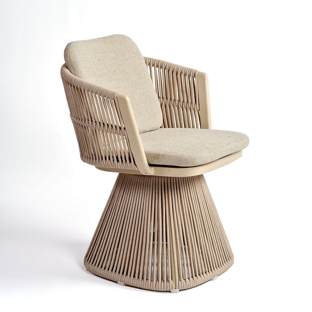[BARBADOS] Sillón de comedor para exterior cuerda y tapizado arena