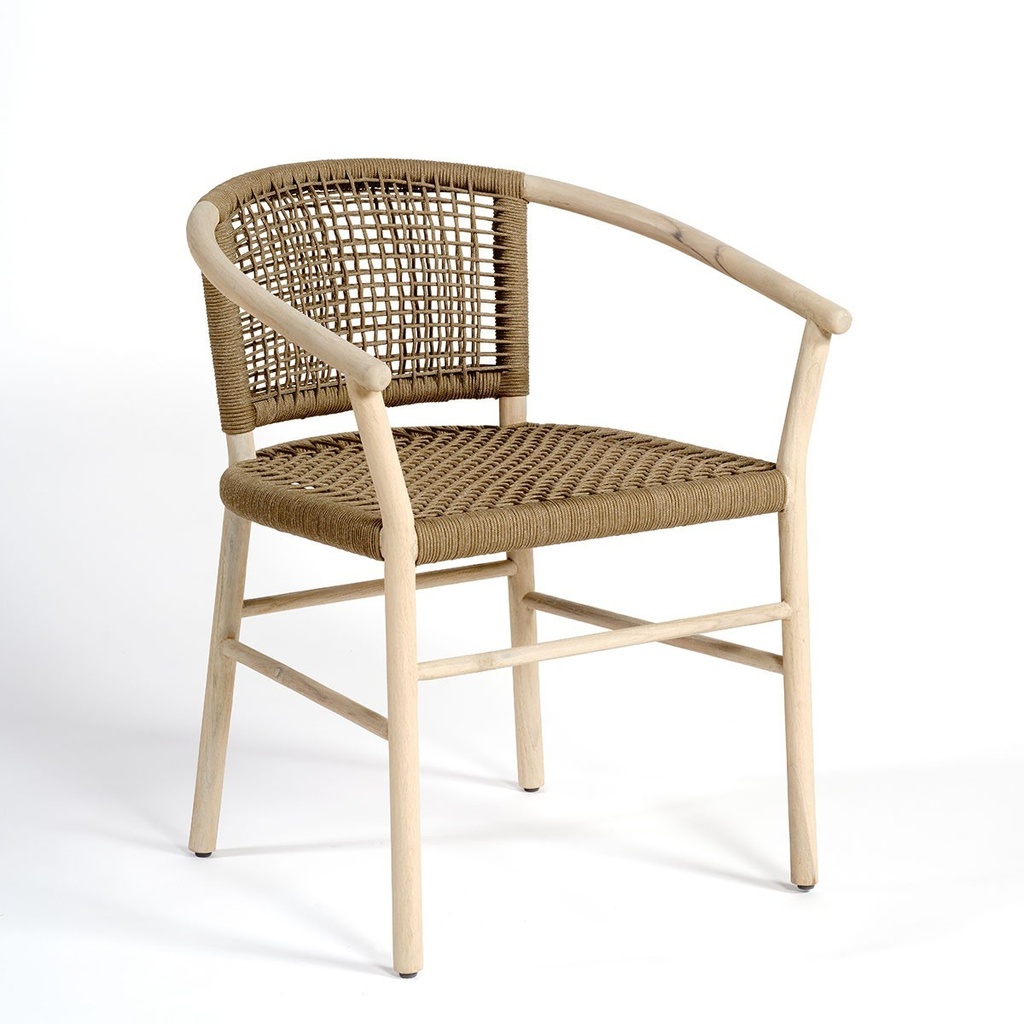 [ION-S] Sillón de comedor teka y cuerda camel