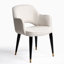 Sillón tapizado blanco roto y pata de metal negro