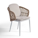 Silla de comedor exterior aluminio blanco y cuerda
