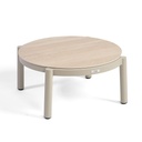 Mesa de centro de aluminio y porcelánico.
