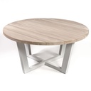 Mesa de comedor redonda de madera para exterior