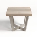 Mesa auxiliar de exterior cuadrada teca y metal beige