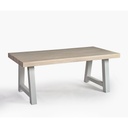 Mesa rectangular teca blanqueada y aluminio color piedra