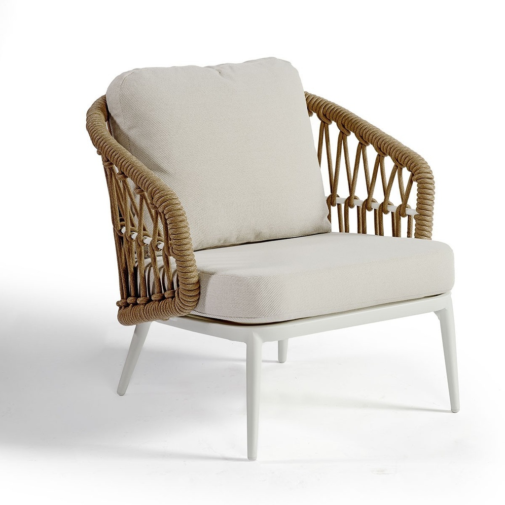[VIOLET] Sillón aluminio blanco y cuerda color natural