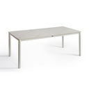 Mesa de exterior aluminio blanco y piedra