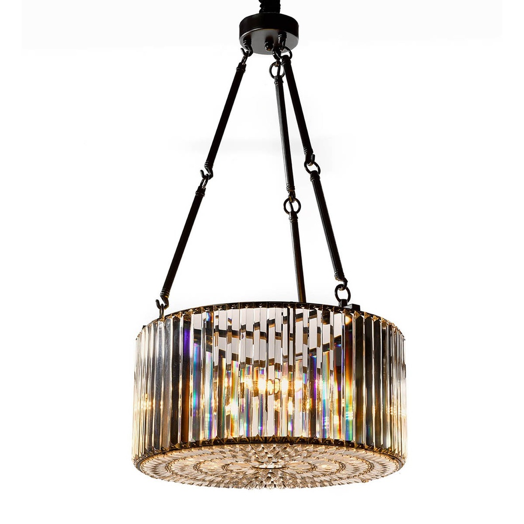 [PRISCA] Lámpara cilindro cristal y metal negro