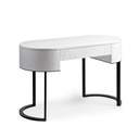 Consola ovalada blanco y metal negro