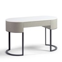 Consola ovalada roble blanco grisáceo y metal negro