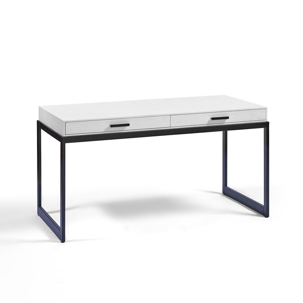 Escritorio madera blanco y metal negro