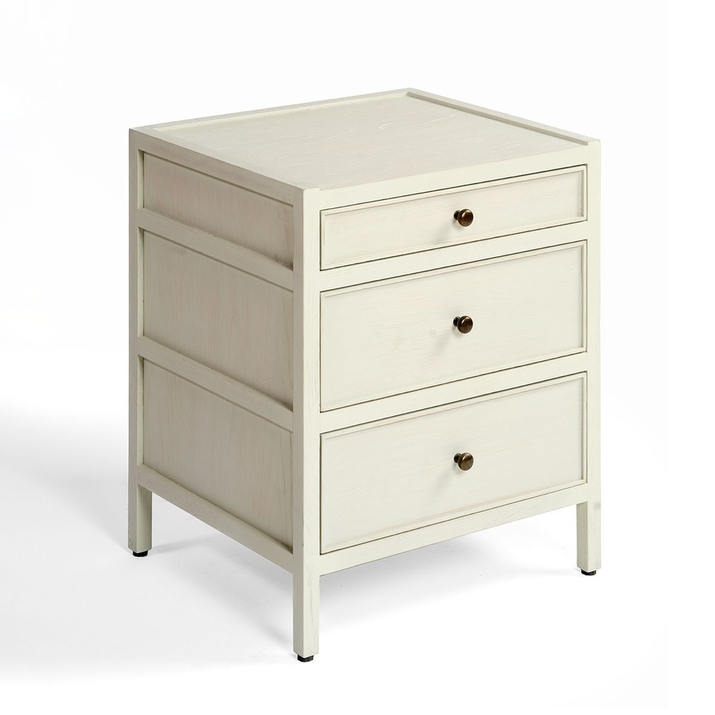 [MARIO-5-W] Mesita de noche roble blanco grisáceo 3 cajones ancho 50cm