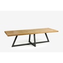 Mesa de comedor de roble con pie central de metal