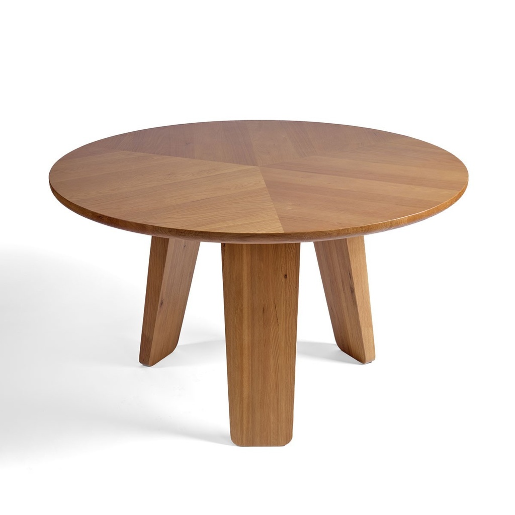 [HELSINKI] Mesa de comedor redonda acabada en roble claro con 3 patas