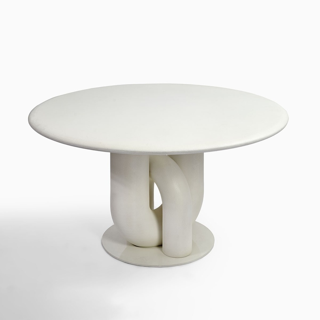 [LORI] Mesa de comedor redonda acabado cemento blanco