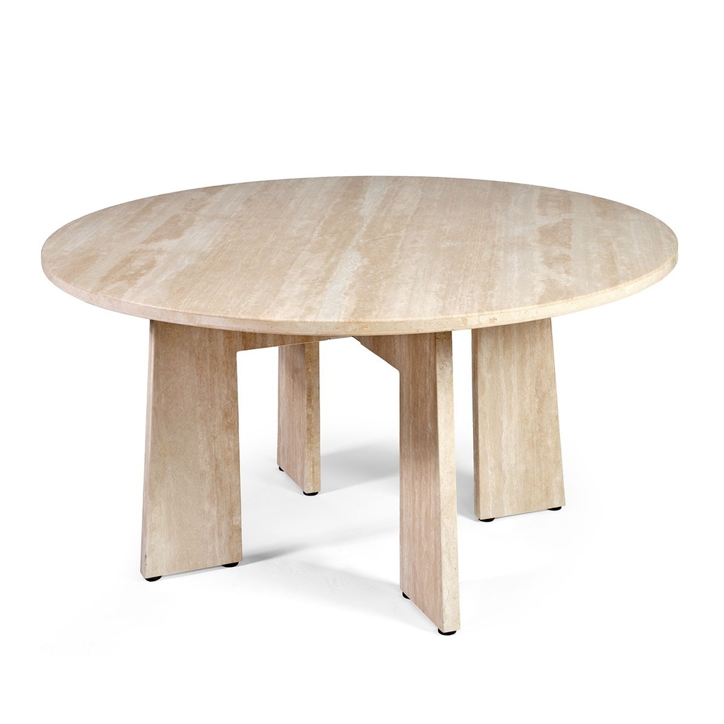 [MIKAEL] Mesa de comedor en mármol travertino beig.