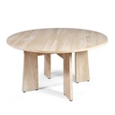 Mesa de comedor en mármol travertino beig.