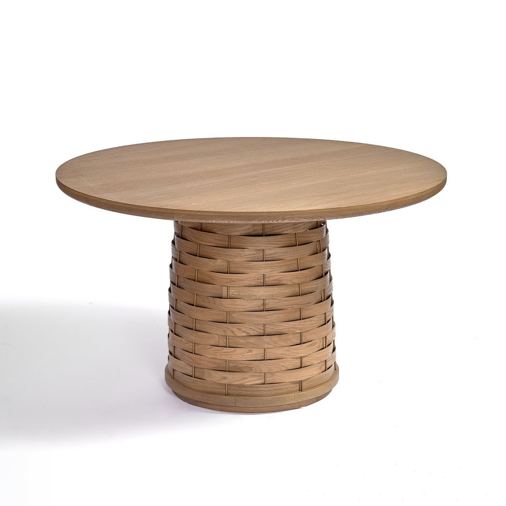 Mesa de comedor redonda pata central relieve