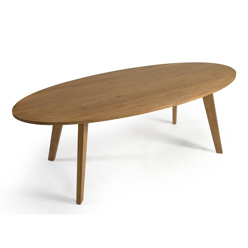 Mesa de comedor ovalada madera roble natural