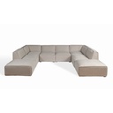 Sofá de lino beige modular de líneas rectas