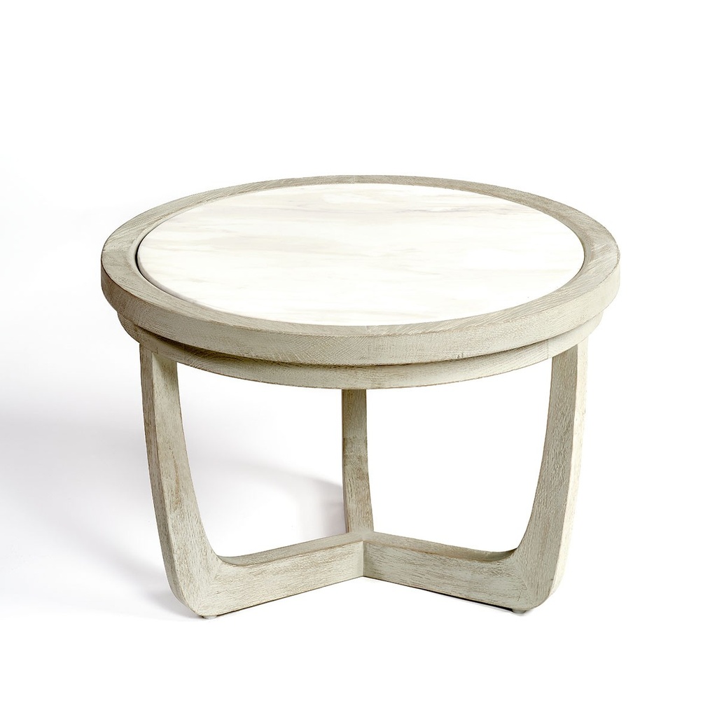 Mesa auxiliar mediana roble blanco grisáceo y piedra