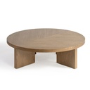 Mesa de centro redonda de madera tono natural