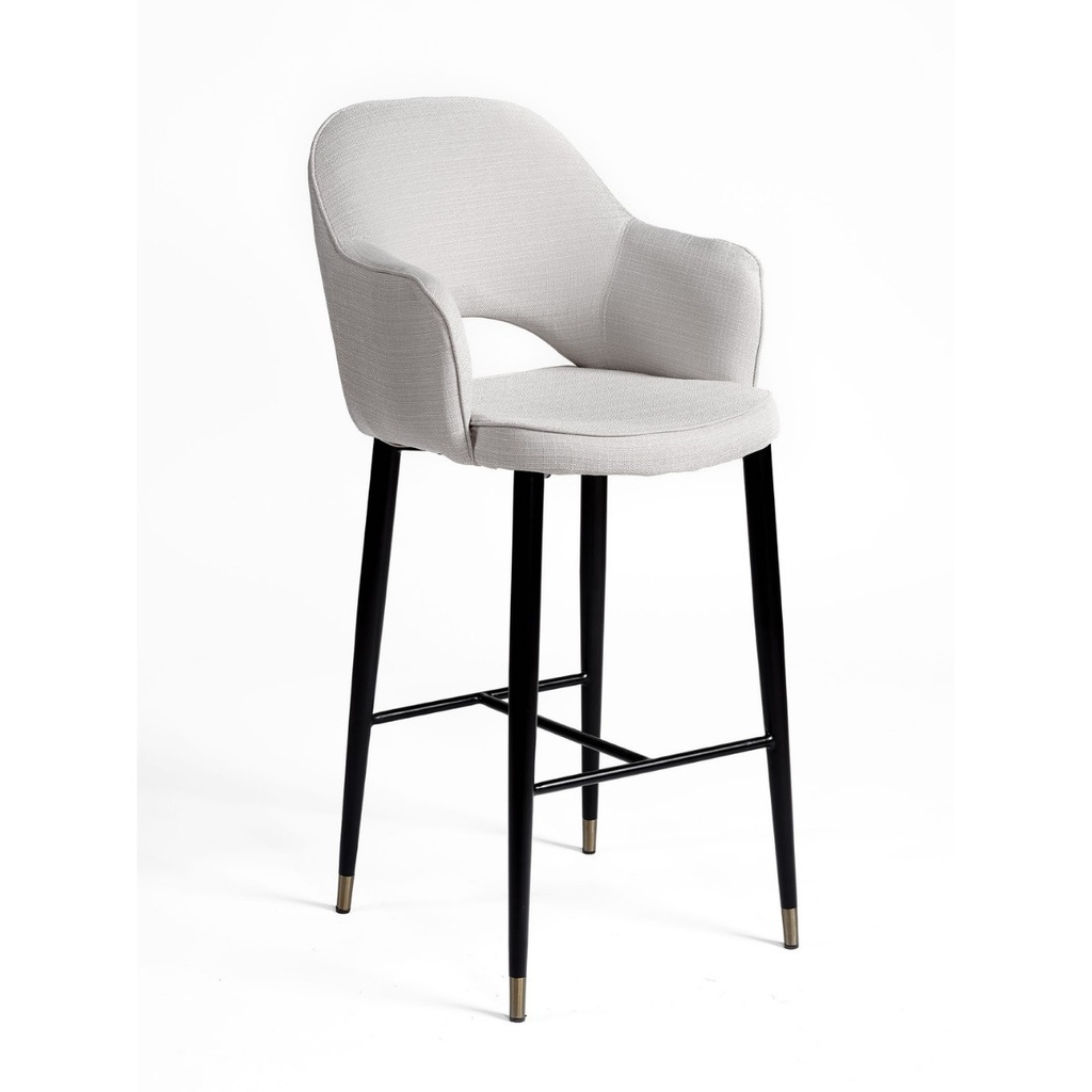 Banqueta tapizada blanco roto y pata metal negro