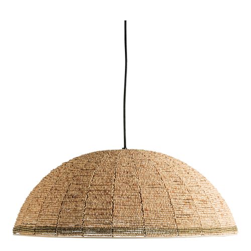 Lámpara colgante GAYA de cuentas de madera - Natural y dorado - ø 65 cm