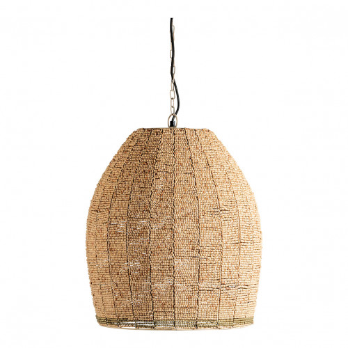 Lámpara colgante GAYA de cuentas de madera - Natural y dorado - ø 47 cm
