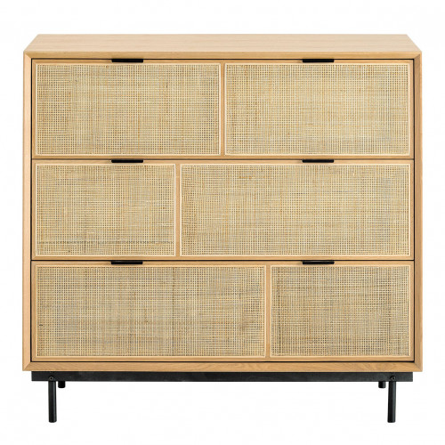 Cómoda AUGUSTIN en roble claro y caning