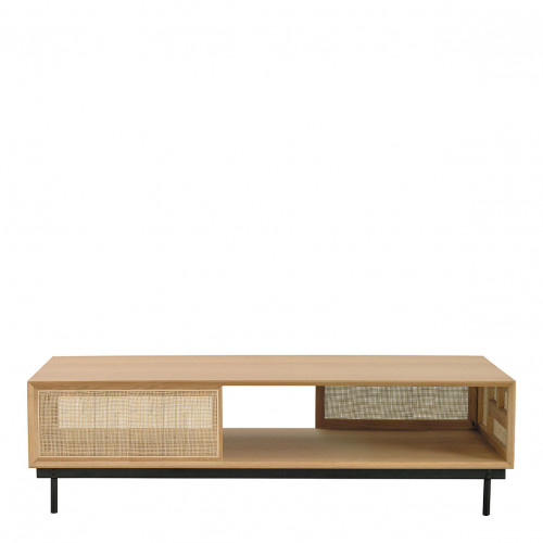 Mesa de centro AUGUSTIN de roble claro y caning