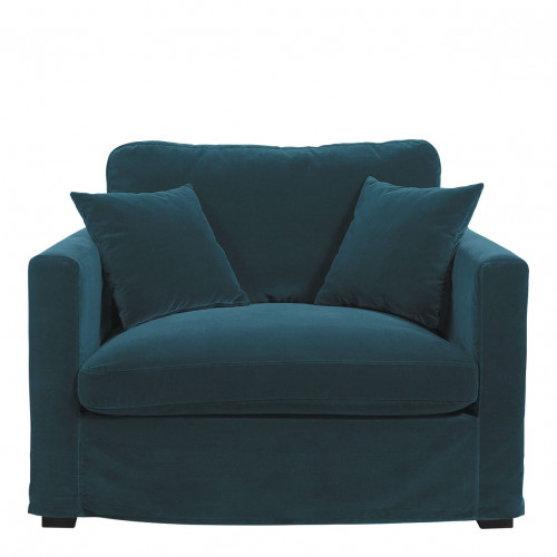 [FAUANGVBP] Sillón ANGIE en Terciopelo - Azul Pavo Real