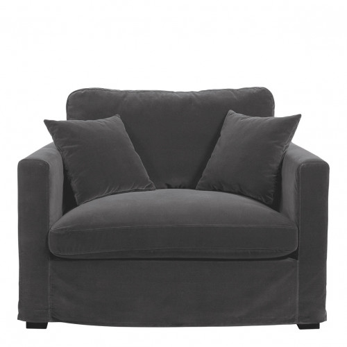Sillón ANGIE en Terciopelo - Gris Oscuro
