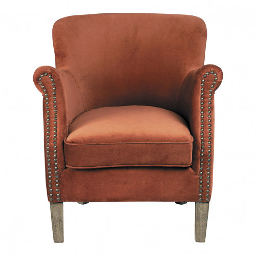 CLAUDE Sillón terciopelo Naranja quemado