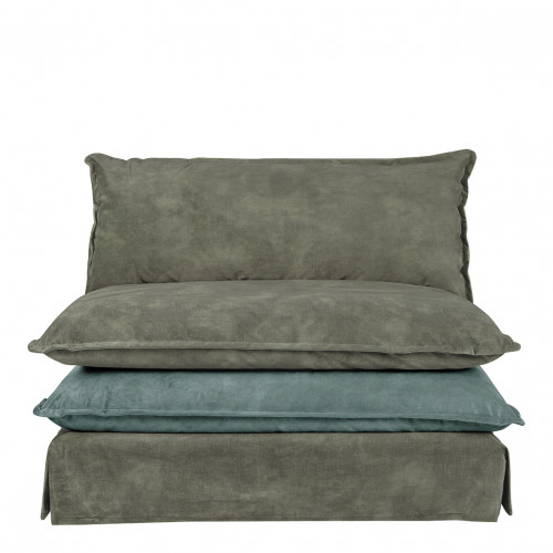 Sillón LÉO de espuma y terciopelo gris azulado