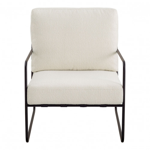 [B10066] Sillón GASPARD en boucle y metal - Crema