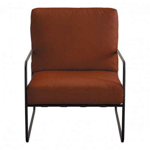 [B10067] Sillón GASPARD de bouclé y metal - Terracota