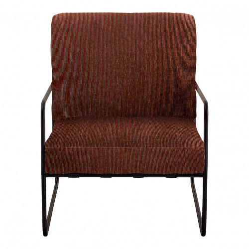 [B10070] Sillón GASPARD de terciopelo de pana y metal - Rojo ladrillo