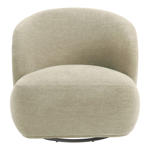 [B10423] Sillón giratorio LISETTE en tejido de terciopelo jaspeado - Dune