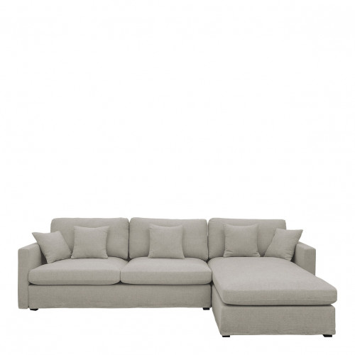 Sofá chaise ANGIE en mezcla de lino - Gris claro