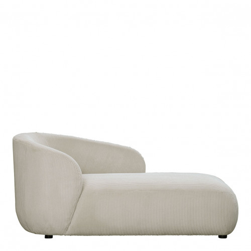 Chaise Longue de terciopelo acanalado LISETTE - Crema