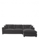 Sofá chaise ANGIE en terciopelo - Gris oscuro