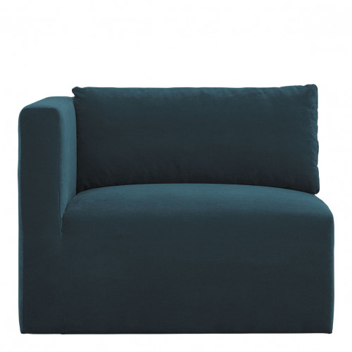 Sofá LOU ​​en Terciopelo de Algodón - Azul Pavo Real - Módulo Izquierdo