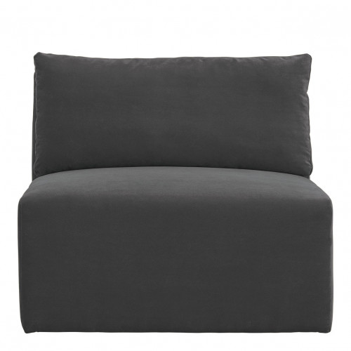 LOU Sofá de terciopelo de algodón - Gris oscuro - Módulo central - L. 91,5 cm