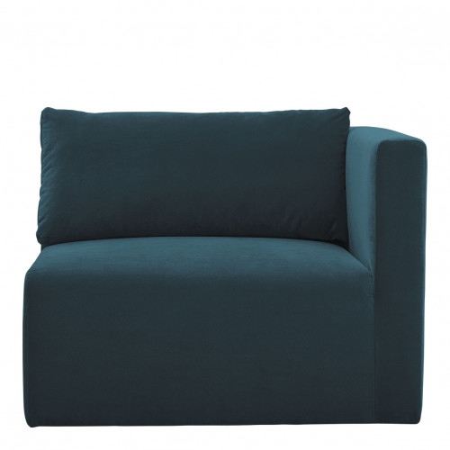 Sofá LOU ​​en Terciopelo de Algodón - Azul Pavo Real - Módulo Derecho