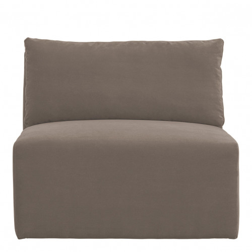 LOU Sofá de terciopelo de algodón - Taupe - Módulo central - L. 91,5 cm