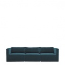 Sofá LOU ​​de Terciopelo de Algodón - 3 Módulos - L. 297 cm - Azul Pavo Real