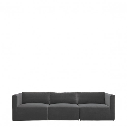 Sofá LOU ​​de Terciopelo de Algodón - 3 Módulos - L. 297 cm - Gris oscuro