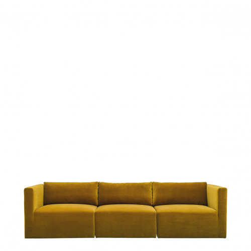 [B10339] Sofá LOU ​​de Terciopelo de Algodón - 3 Módulos - L. 297 cm - Azafrán