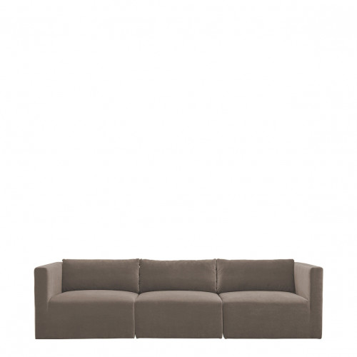 [B10337] Sofá LOU ​​de Terciopelo de Algodón - 3 Módulos - L. 297 cm - Taupe
