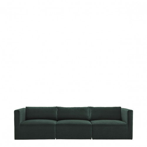 [B10336] Sofá LOU ​​de Terciopelo de Algodón - 3 Módulos - L. 297 cm - Verde Bosque